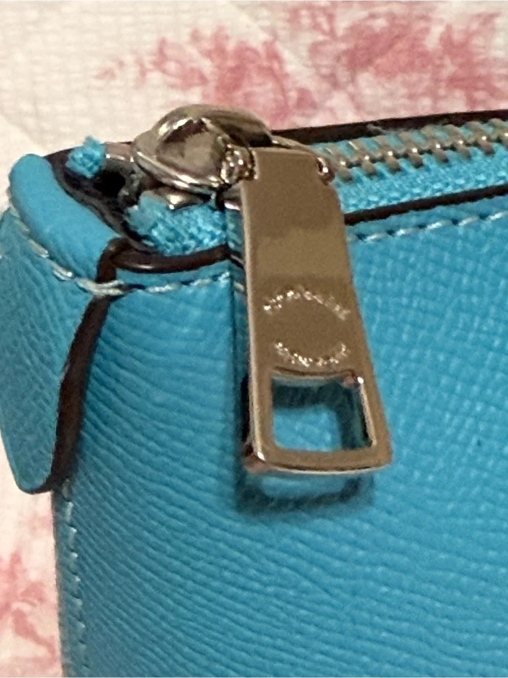 Coach Turquoise Leather Tote with Silver Hardware